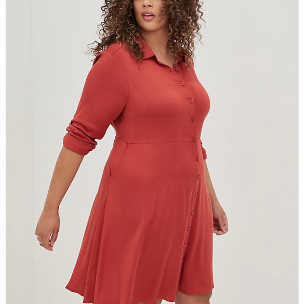 NWT TORRID 4X Mini Challis Collared Shirt Dress